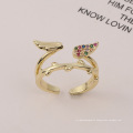 Individuality creative jewelry 18k gold plated feather wings open ring adjustable fashion ring accessories women